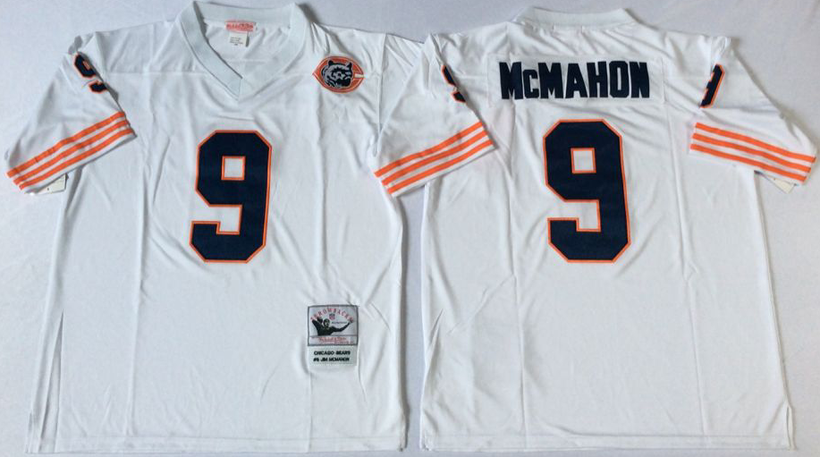 Men NFL Chicago Bears #9 McMahon white Mitchell Ness jerseys->chicago bears->NFL Jersey